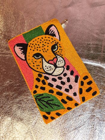 lille perletaske med leopard på - uden rem