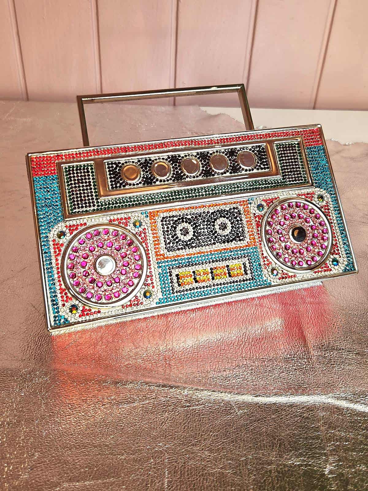 ghettoblaster clutch rød med similisten - detaljer