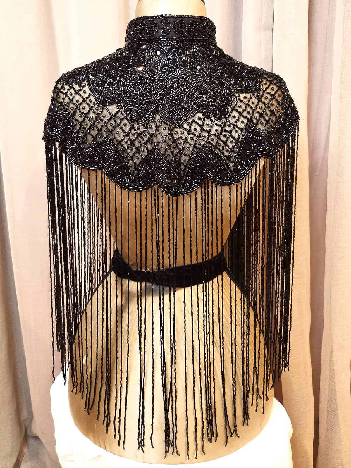 Perlekappe sort harlequin mesh