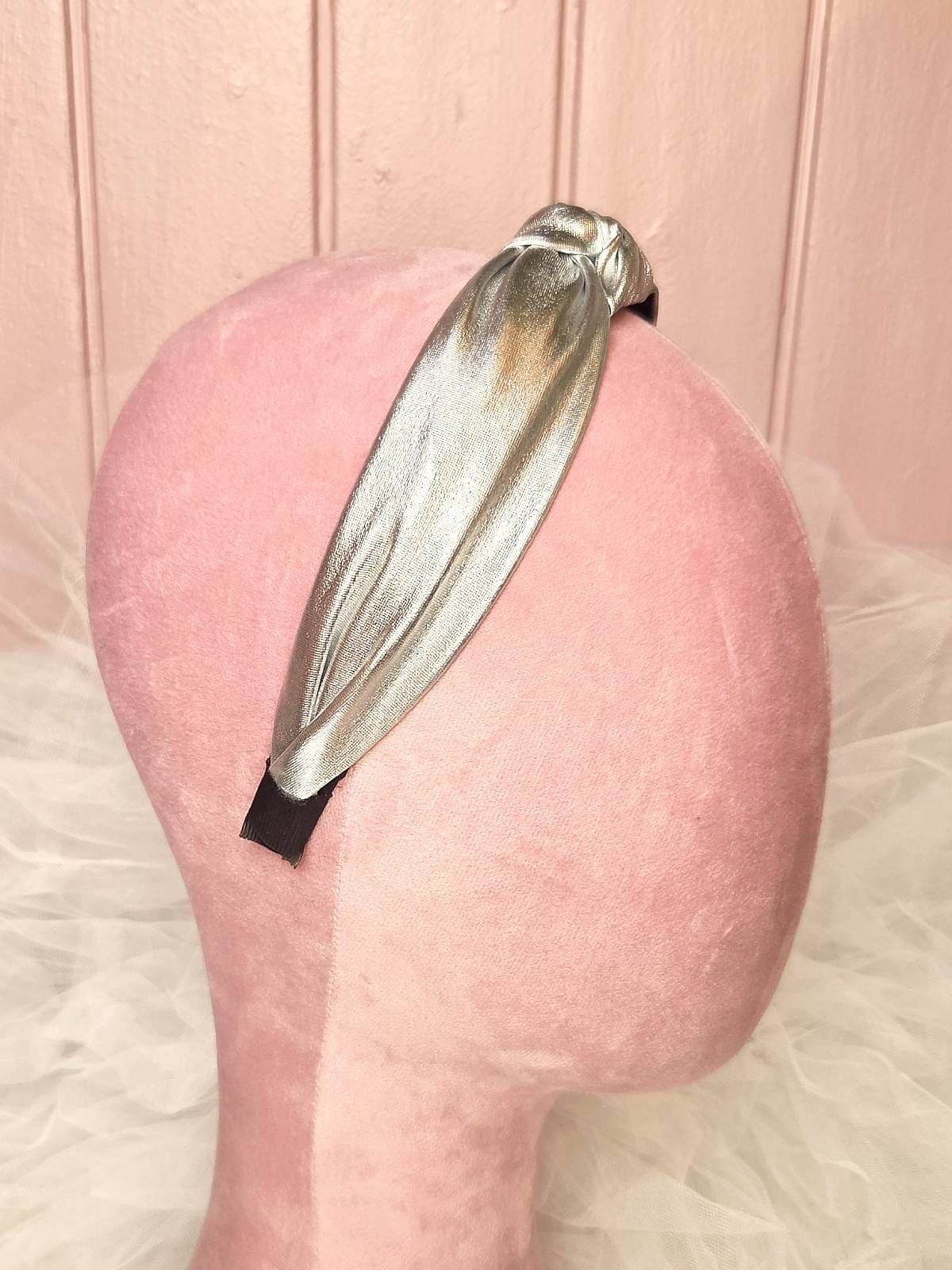 hårbøjle håndlavet sølvshine - fra siden