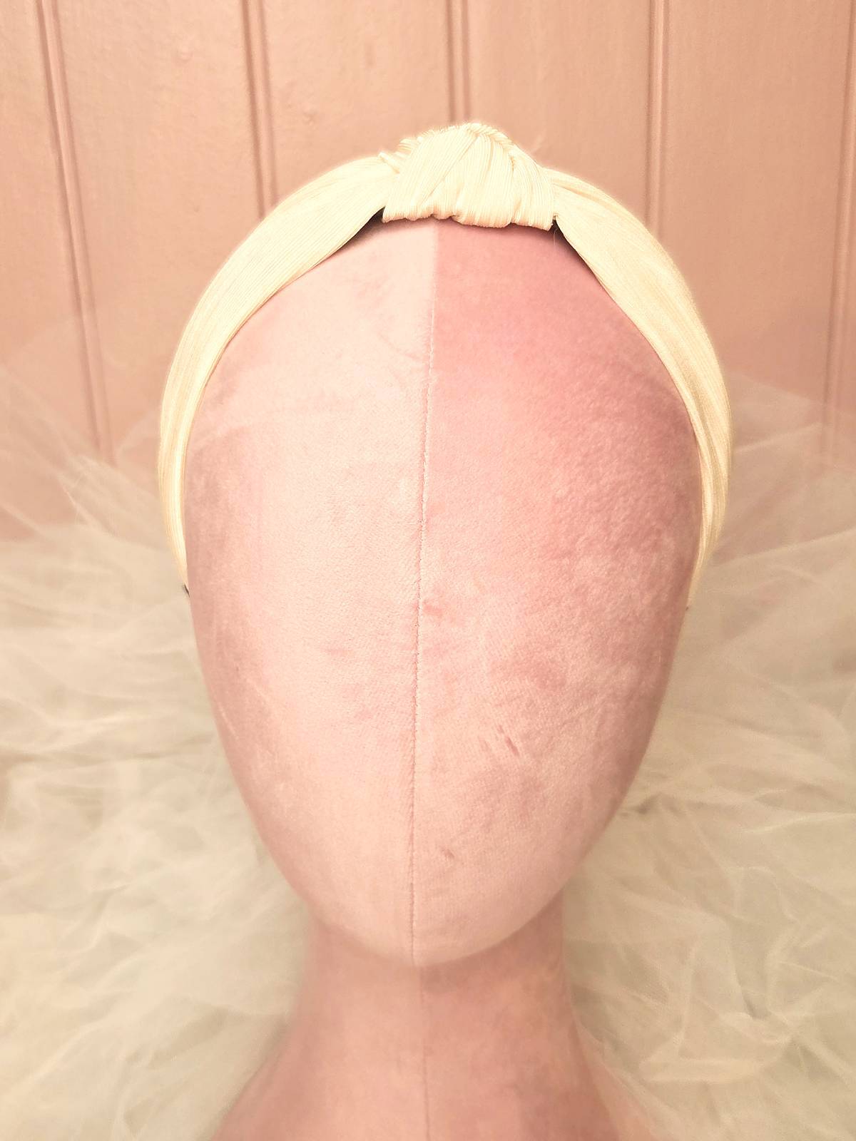 hårbøjle håndlavet lysgul - forfra