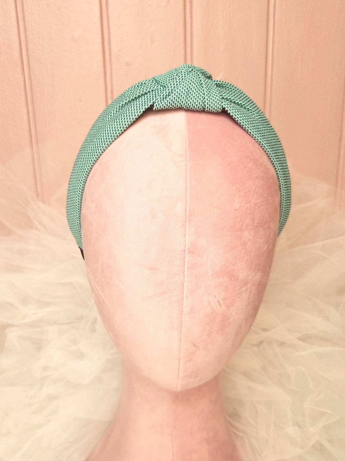 hårbøjle håndlavet teal - forfra