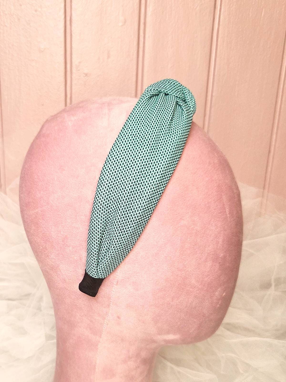 hårbøjle håndlavet teal - fra siden