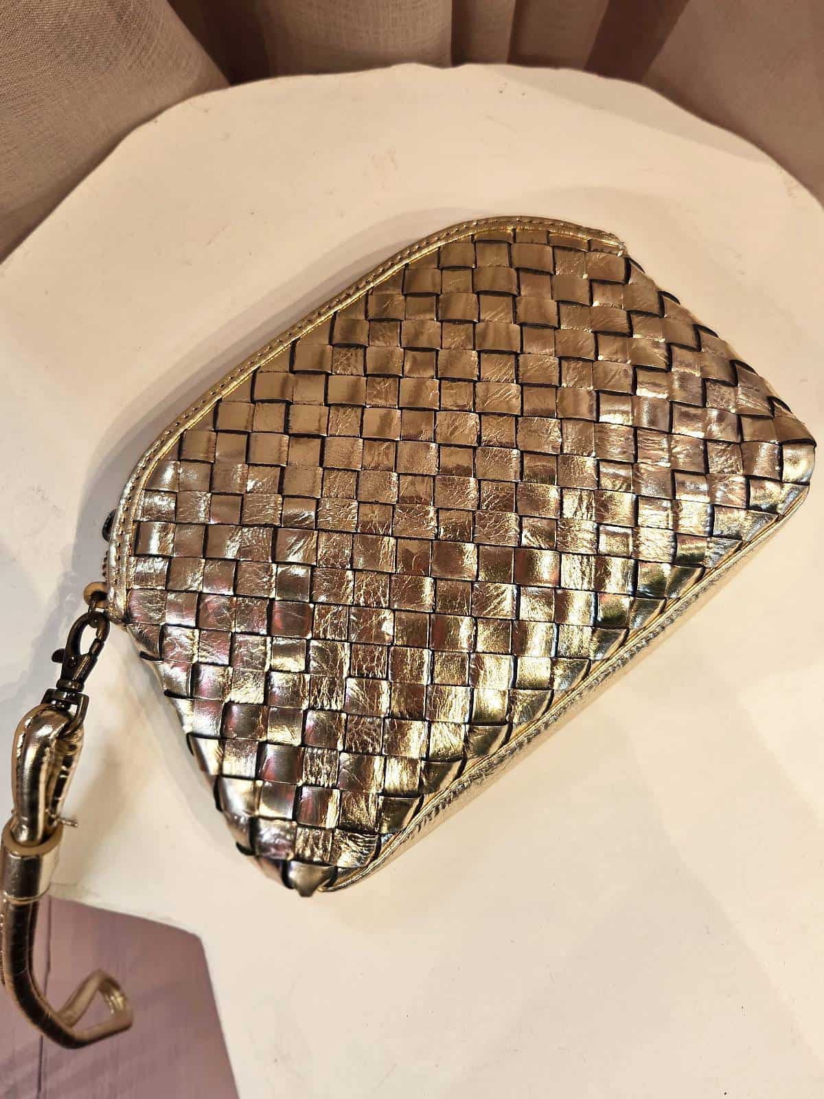 lablab silke guld lædertaske