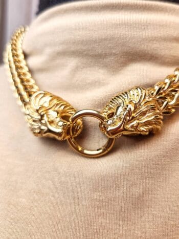 Halskæde guld chain løver - detaljer