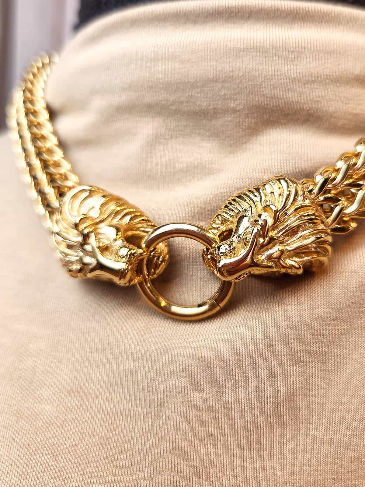 Halskæde guld chain løver - detaljer