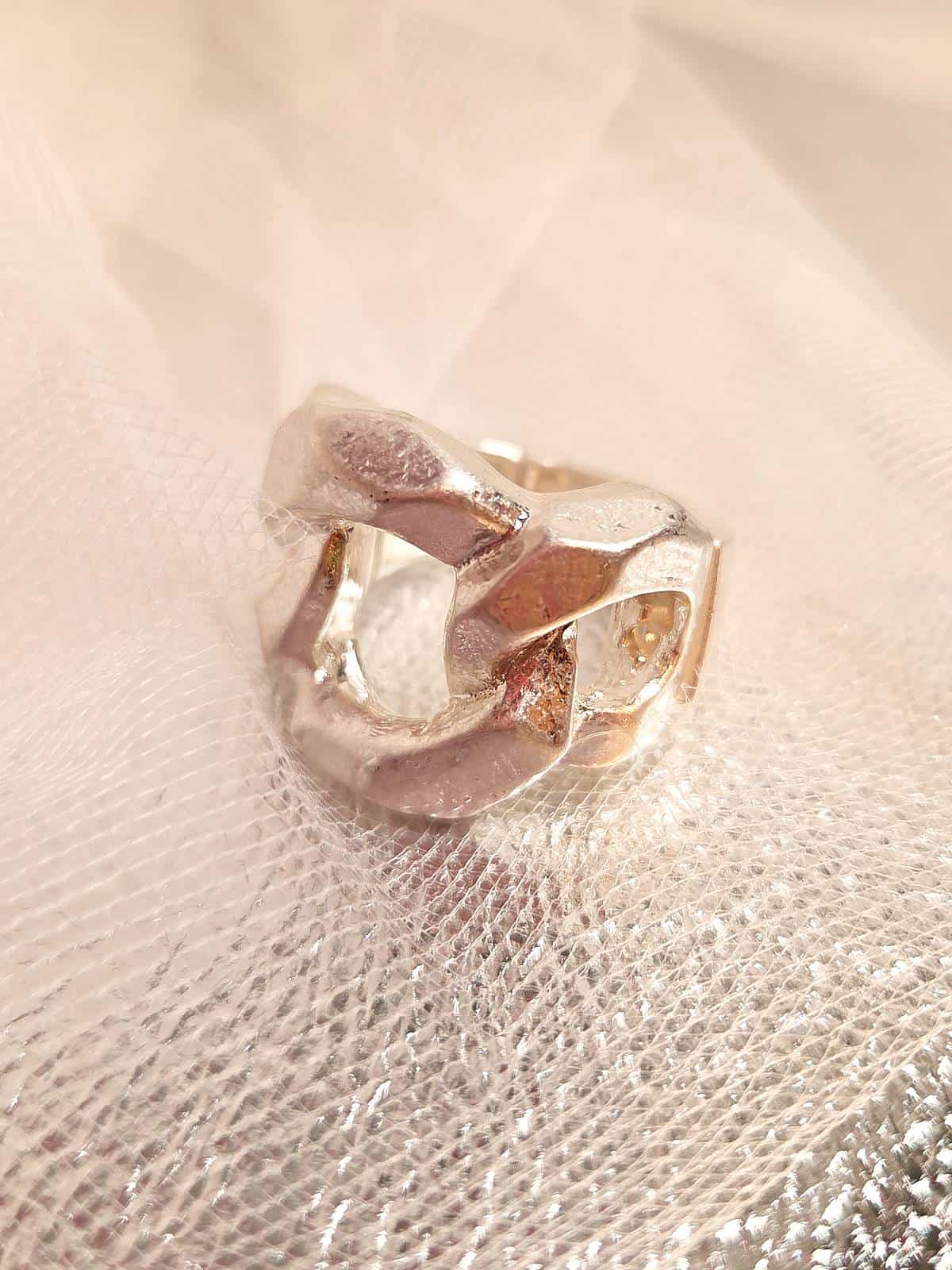 Sølvring chunky kædeled