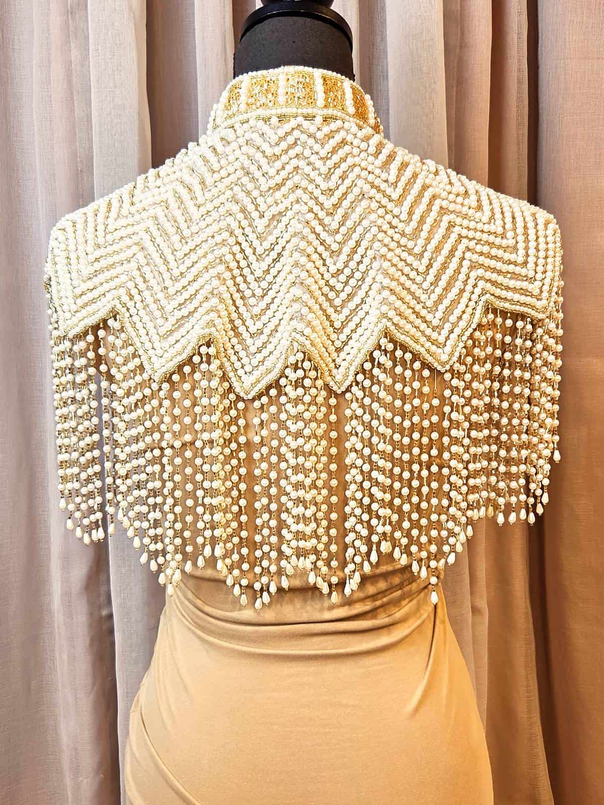 perlekappe håndlavet hvid guld zigzag