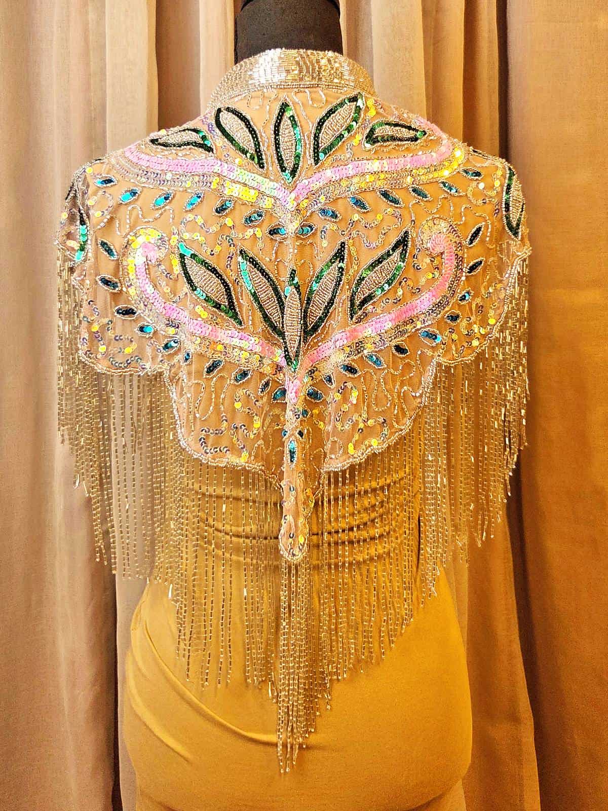 perlekappe håndlavet lyserød og grøn