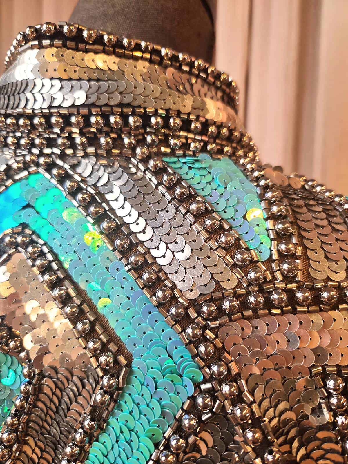 perlekappe håndlavet sølv og aqua - detaljer 2