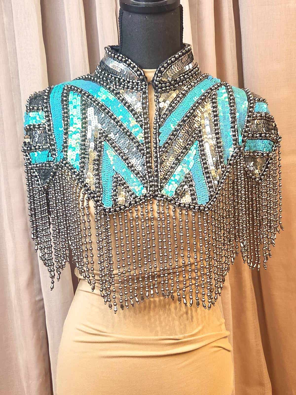 perlekappe håndlavet sølv og aqua - forfra