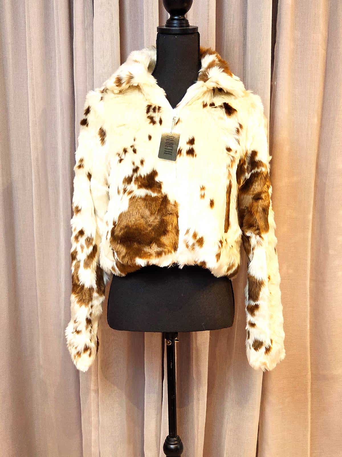 faux fur cow pels kort