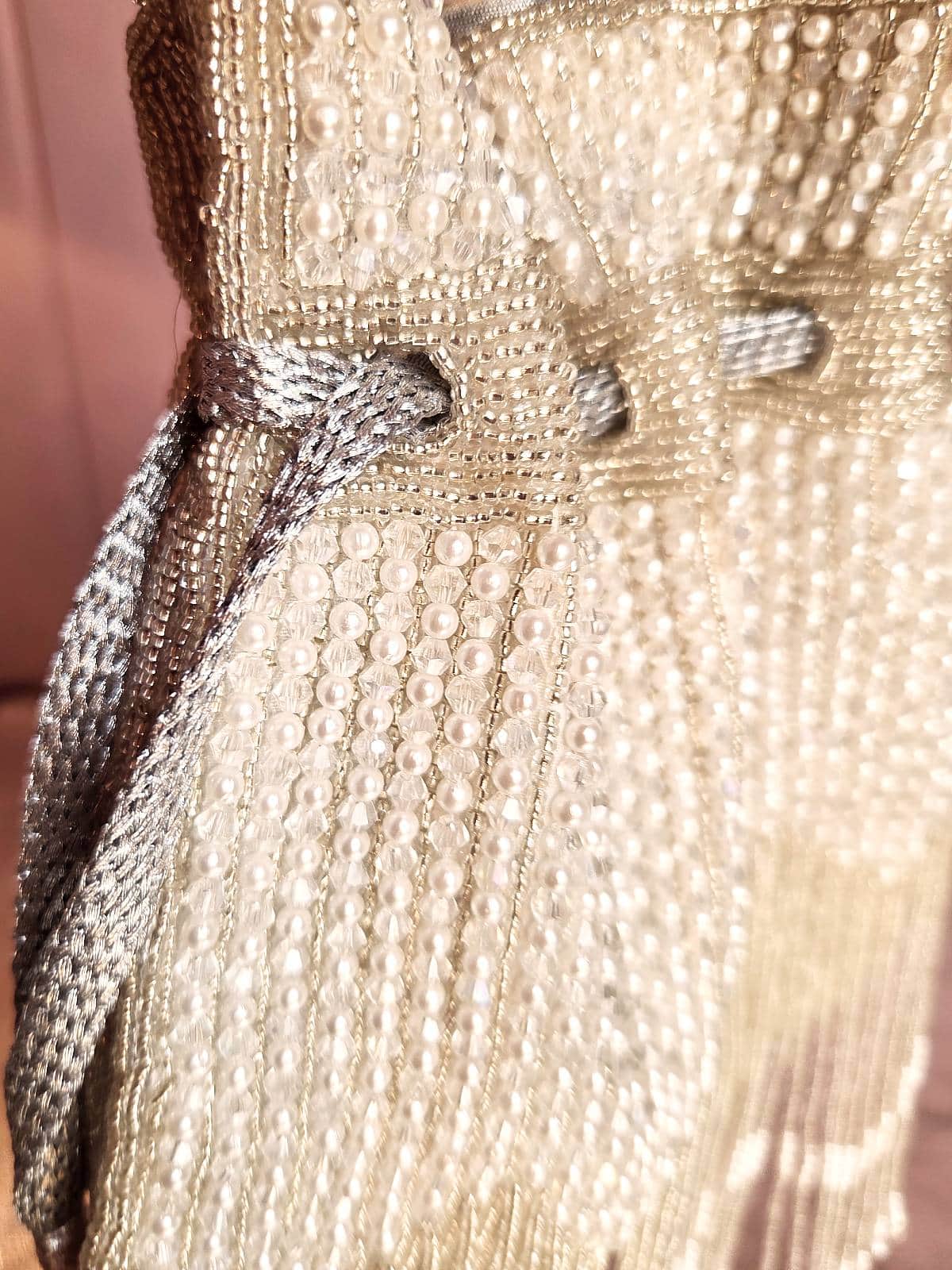 taske håndlavet perletaske hvid - detaljer 1