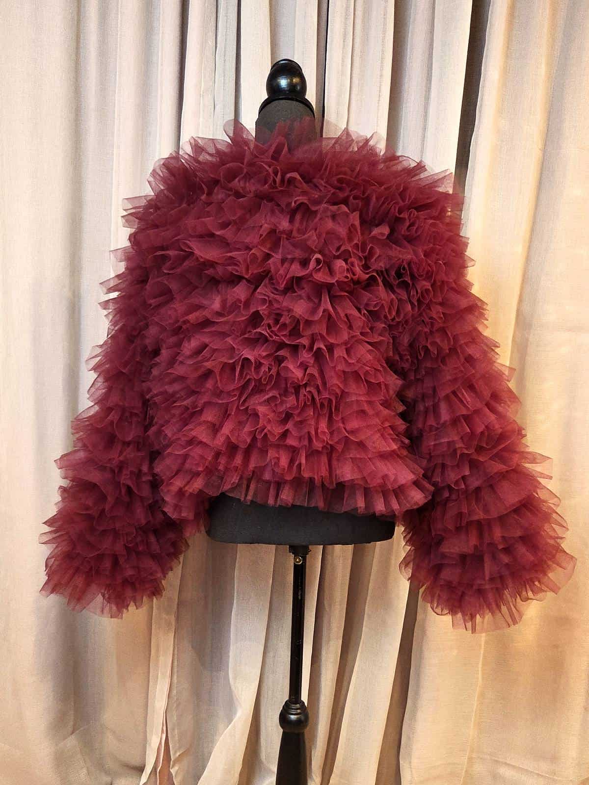 tyl bolero bordeaux rød bagfra