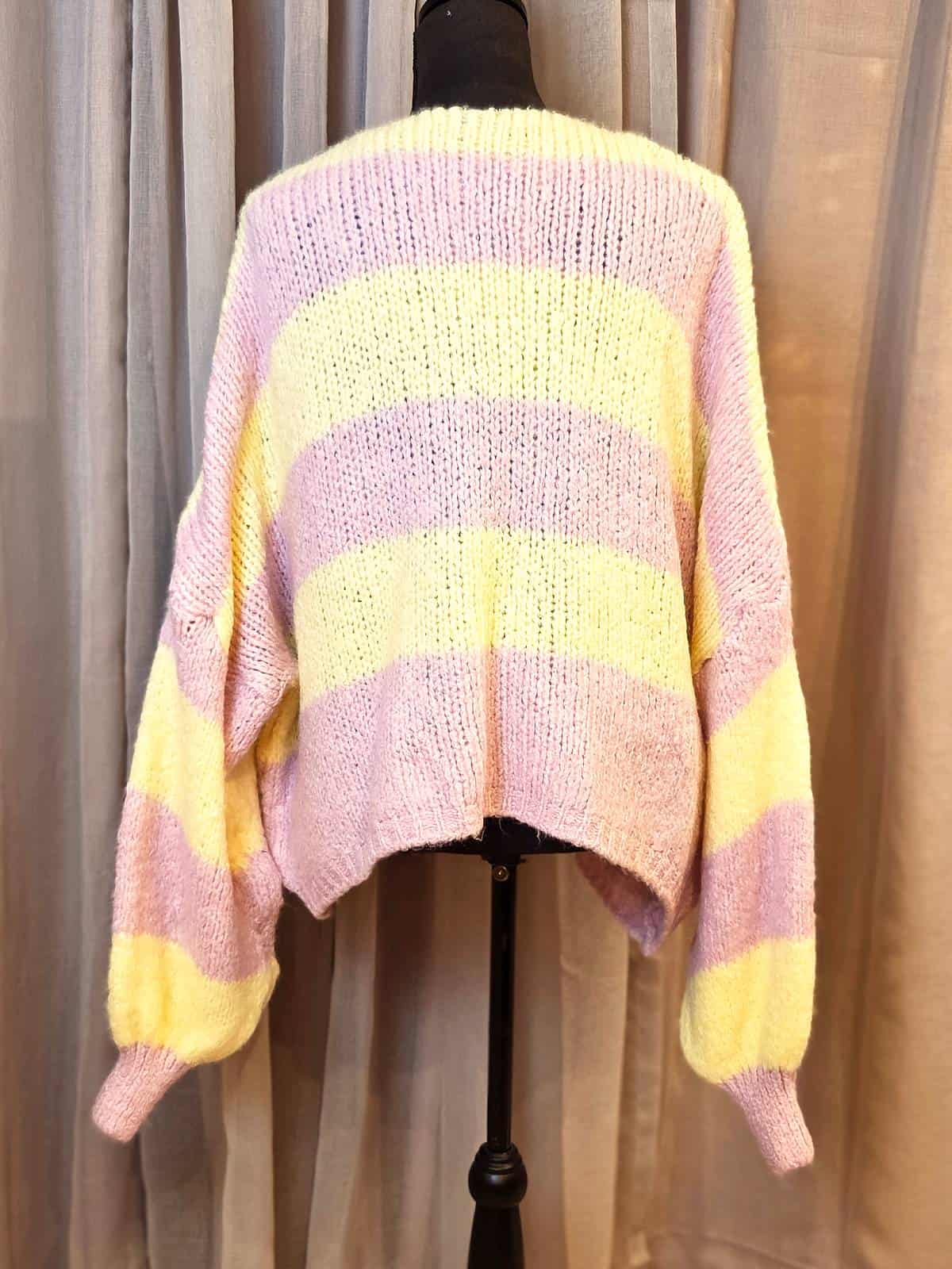 Strik cardigan pink gul
