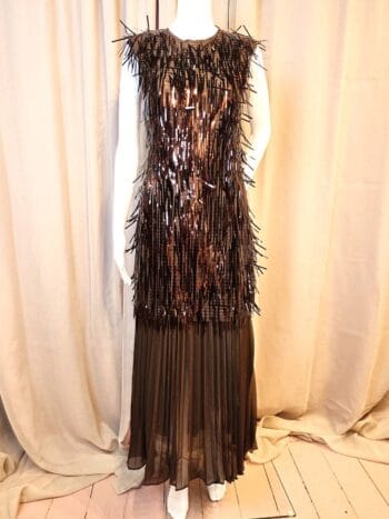Fringe-Pailet Kjole Mokka