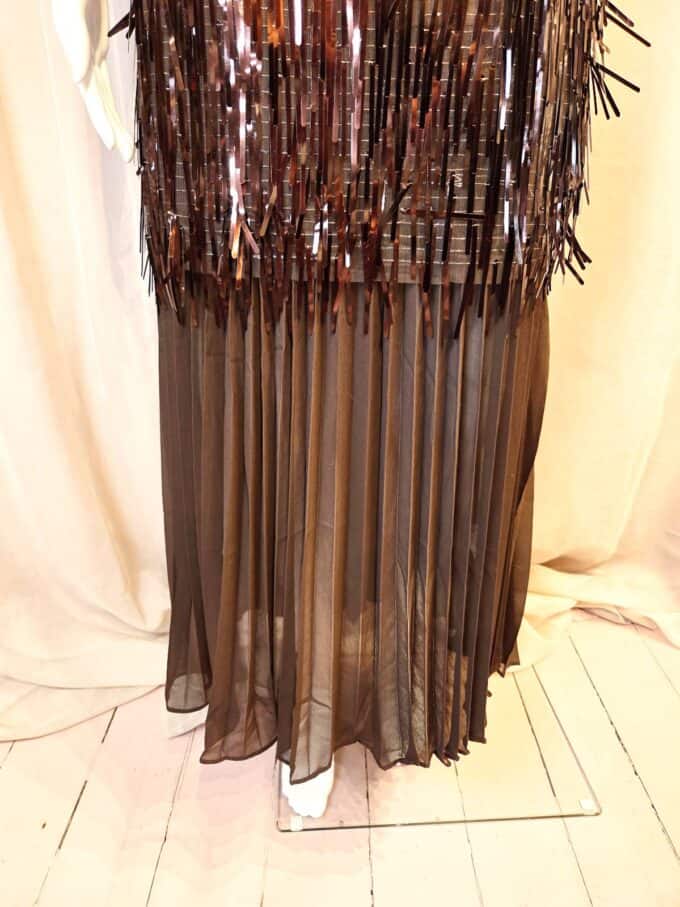 Fringe-Pailet Kjole Mokka - nederdel