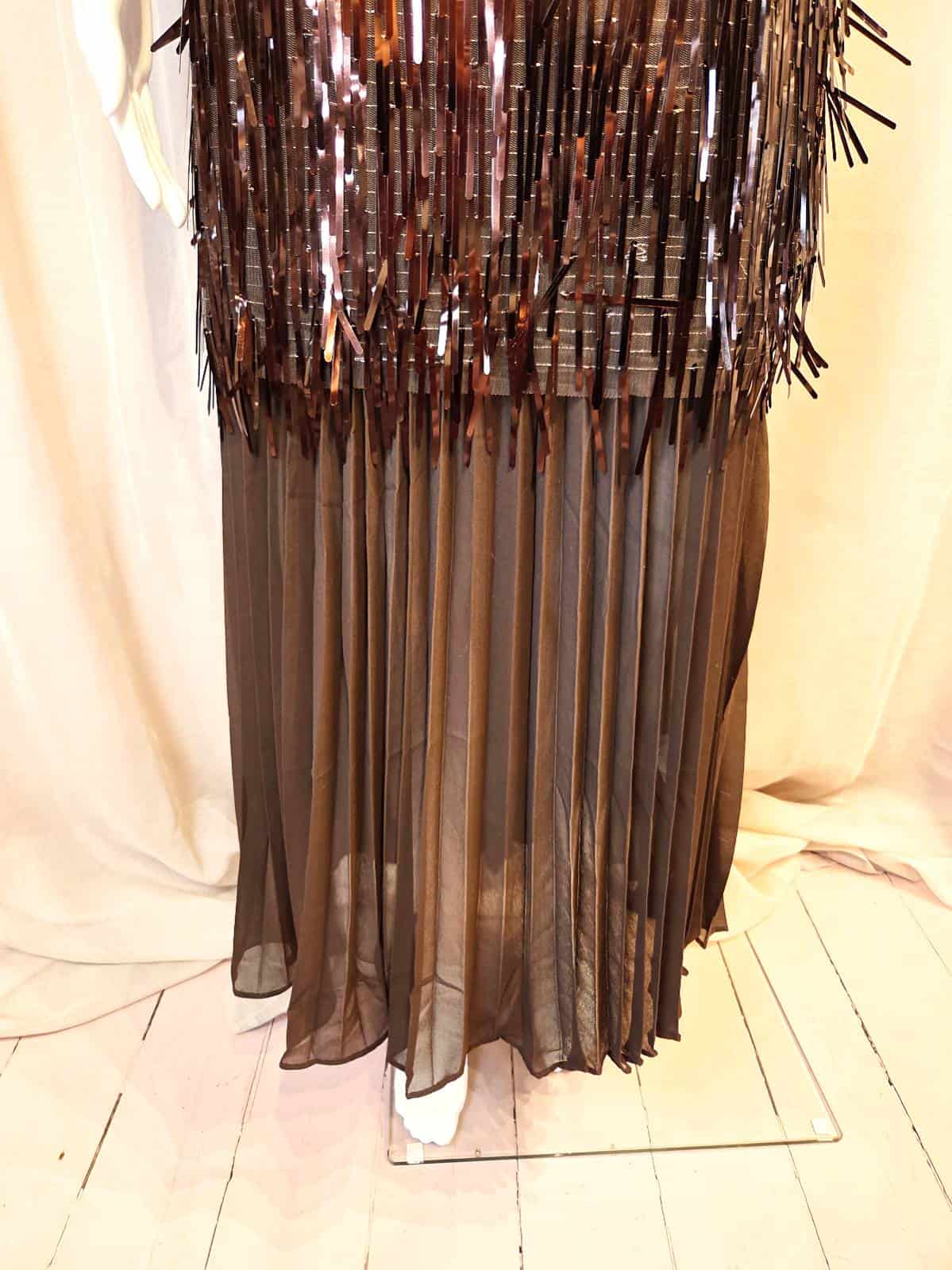 Fringe-Pailet Kjole Mokka - nederdel