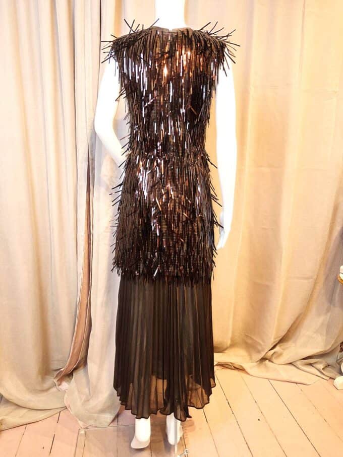 Fringe-Pailet Kjole Mokka -ryg