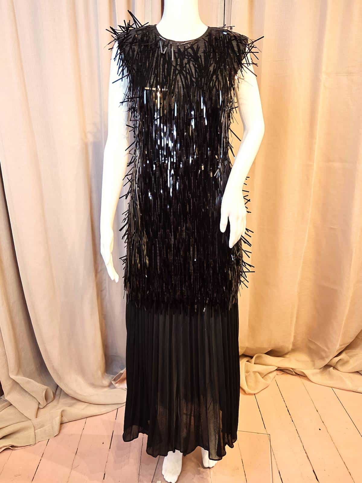 Fringe-Pailet Kjole Sort