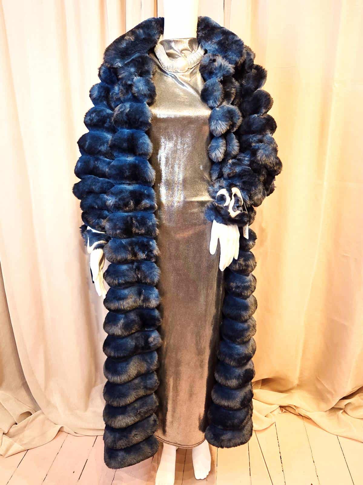 Pels stribet lang blå - stylet (1)