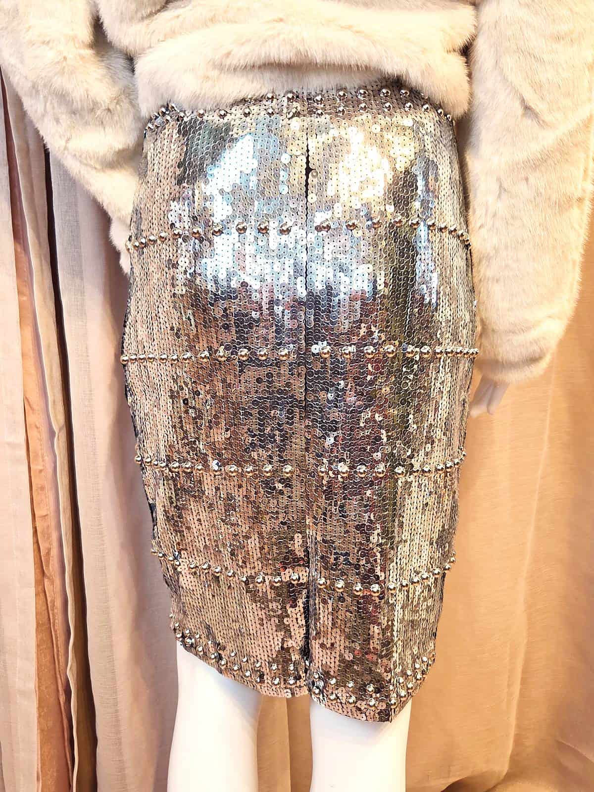 nederdel pailetter sølv - bagfra