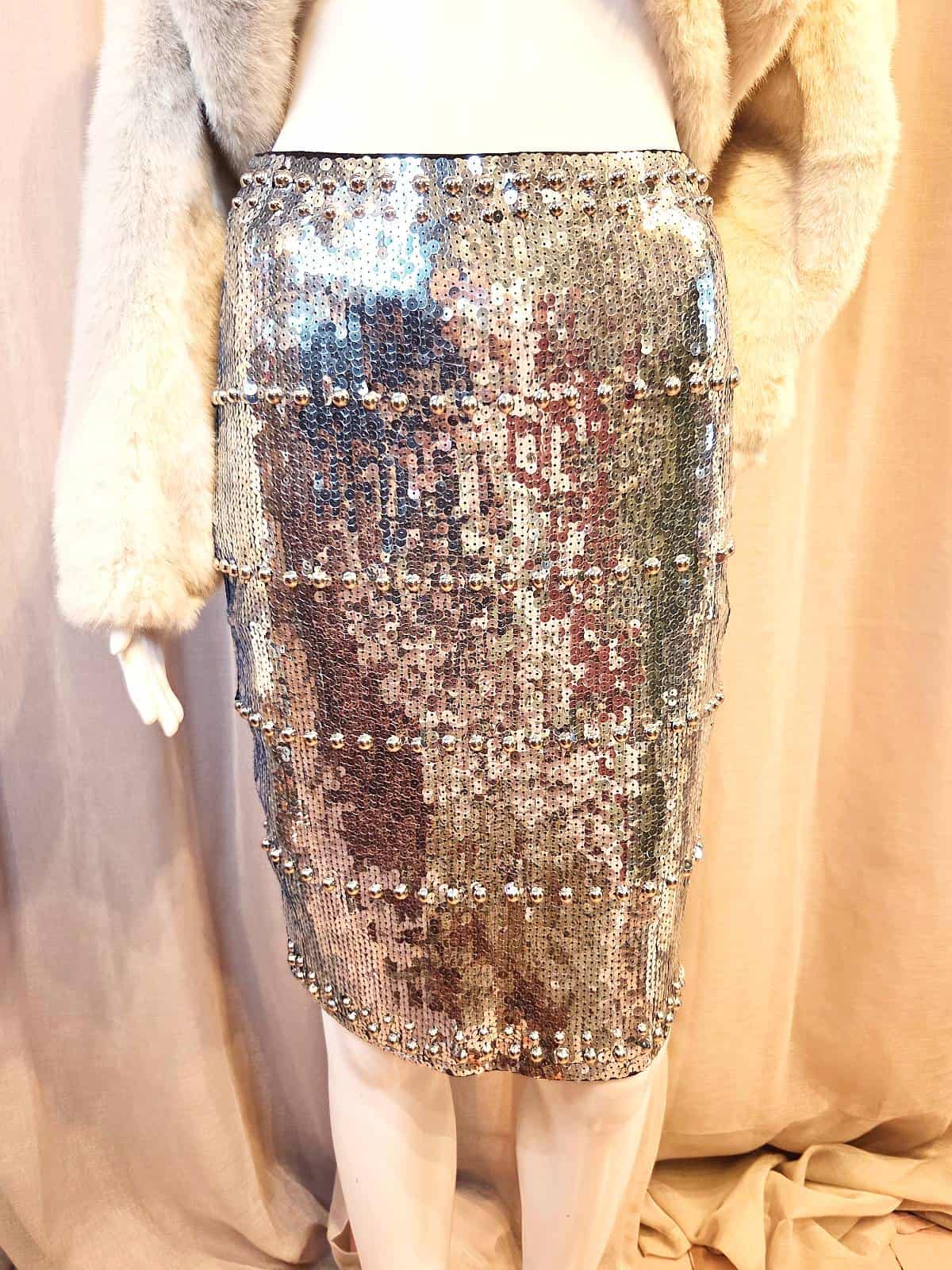 nederdel pailetter sølv