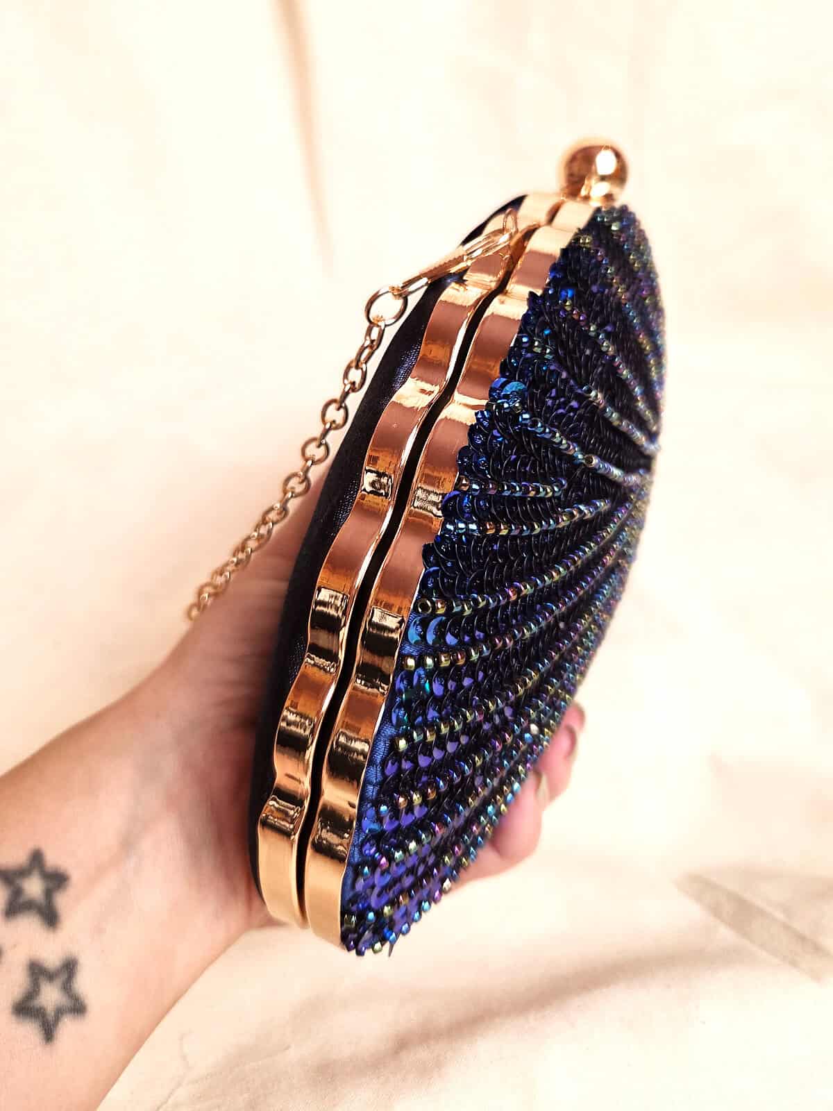 perleclutch påfugl fra oven