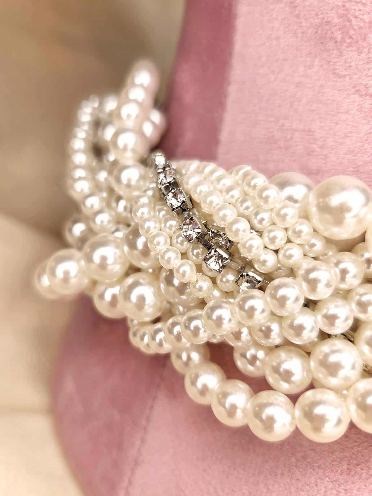 perlesimilichoker sølv - detaljer