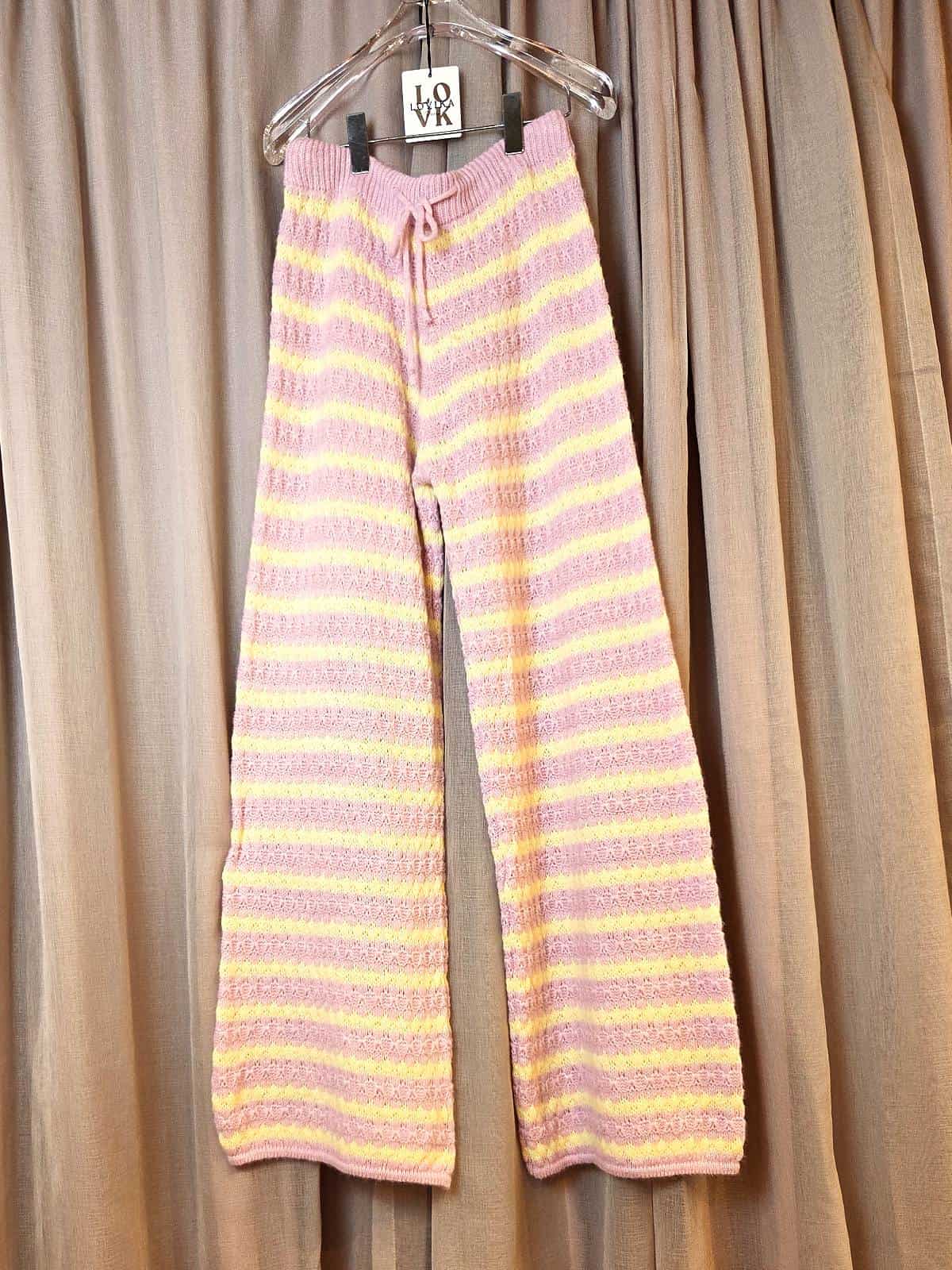 strik bukser pink gul (1)