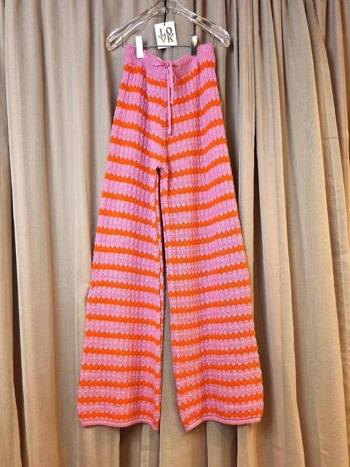 strik bukser pink orange