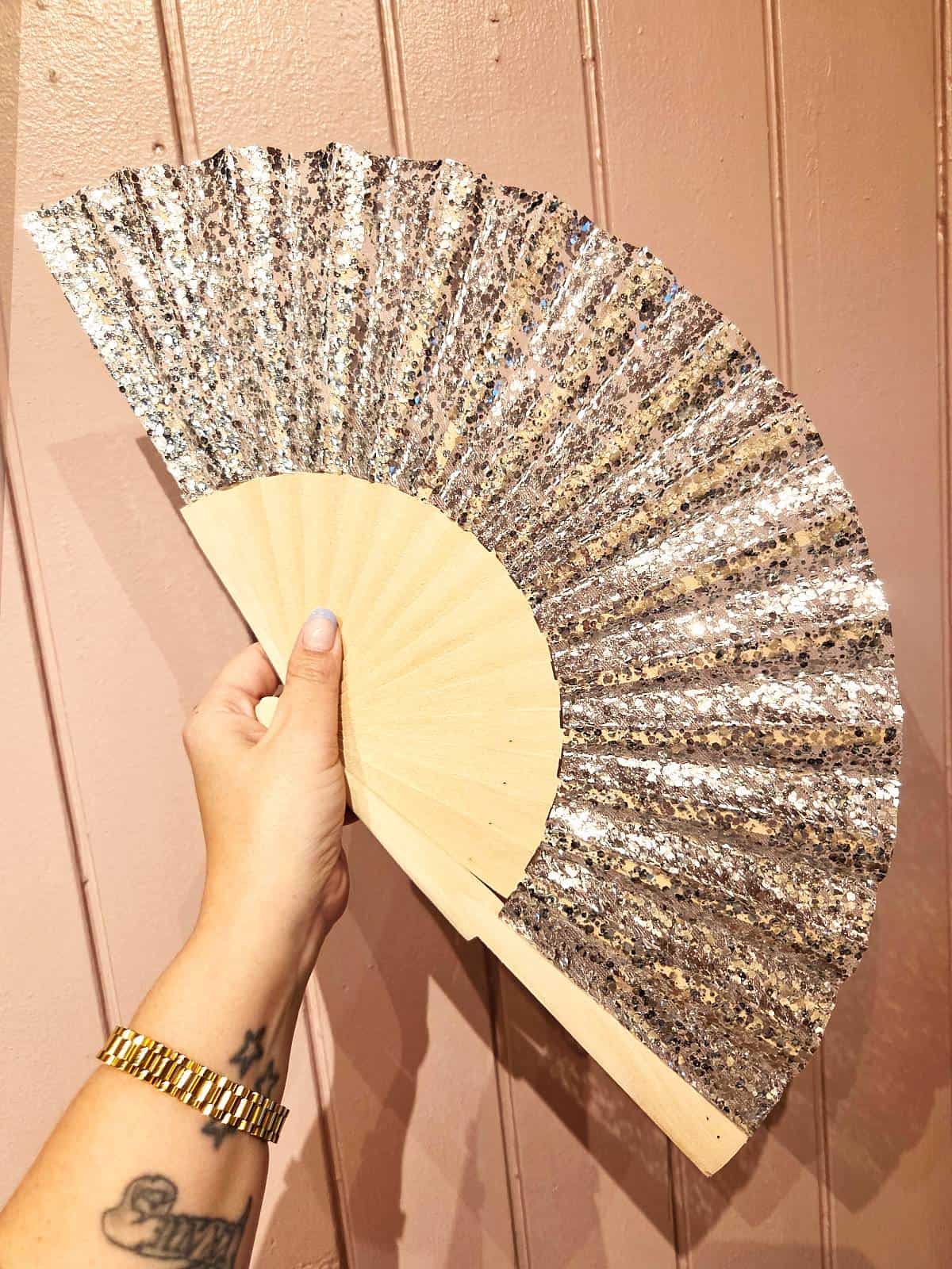 Vifte stor glitter sølv