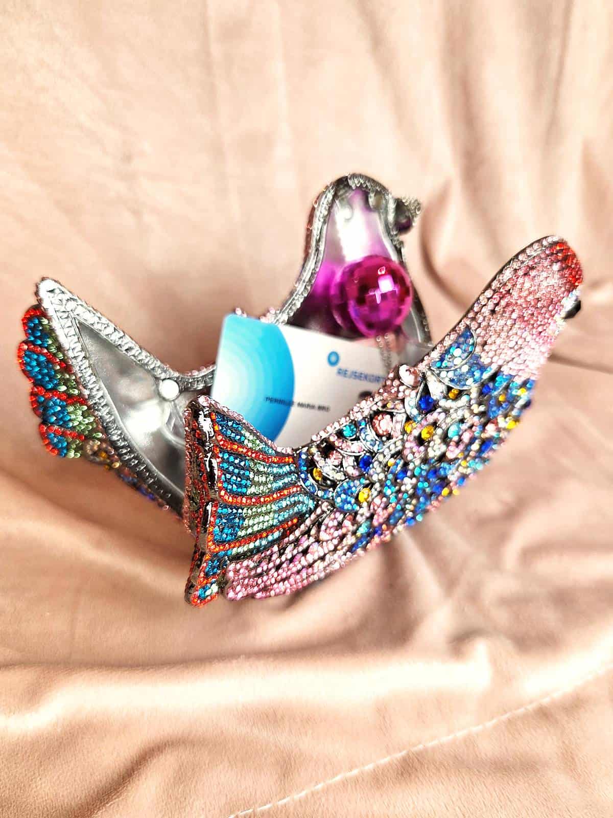 clutch simili fugl lyserød - åben