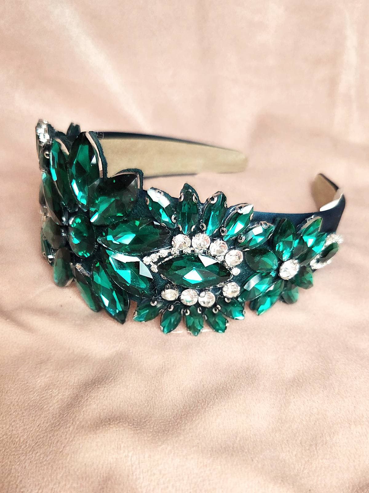 hårbøjle simili smykke grøn - liggende