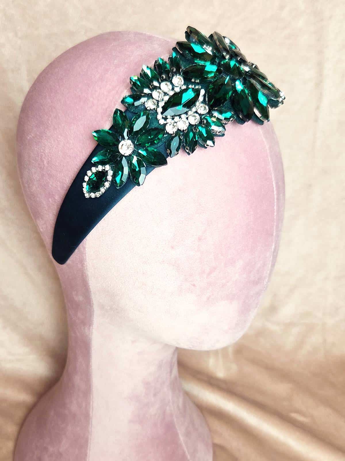 hårbøjle simili smykke grøn