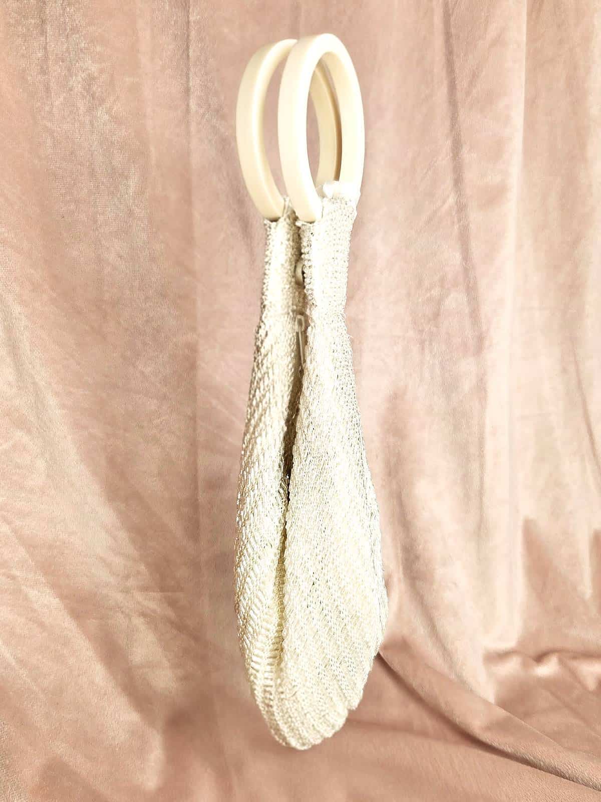 hæklet perletaske hvid - hængende