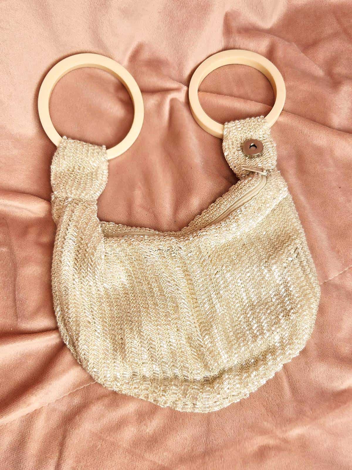 hæklet perletaske hvid