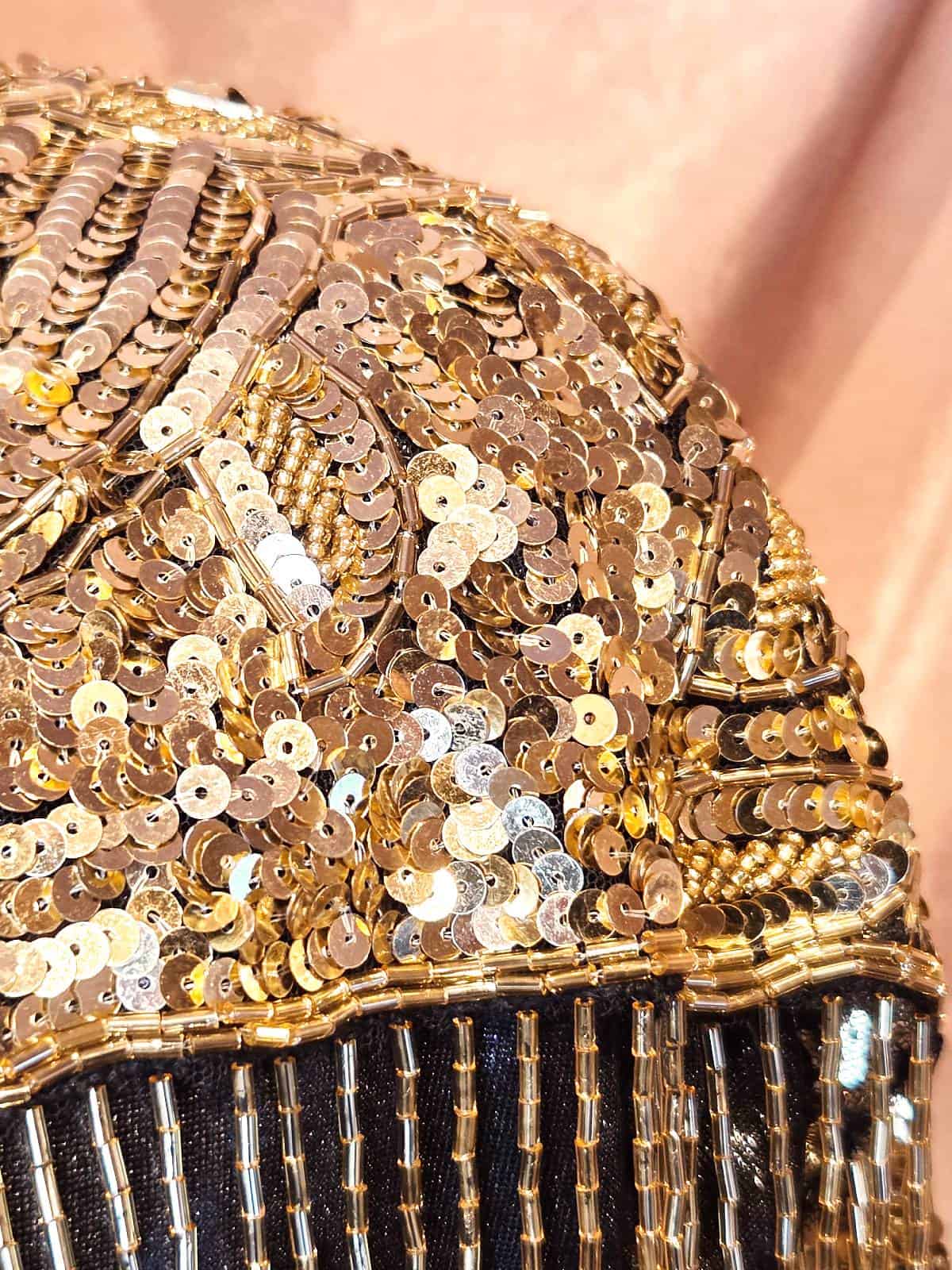 perlekappe GULD - detaljer