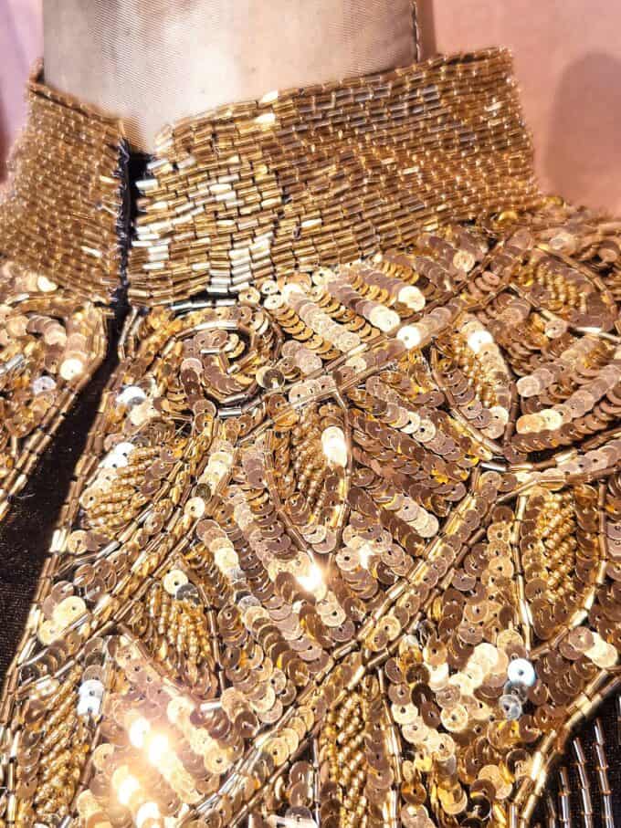 perlekappe GULD - detaljer