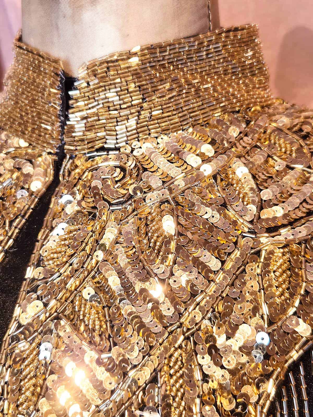 perlekappe GULD - detaljer