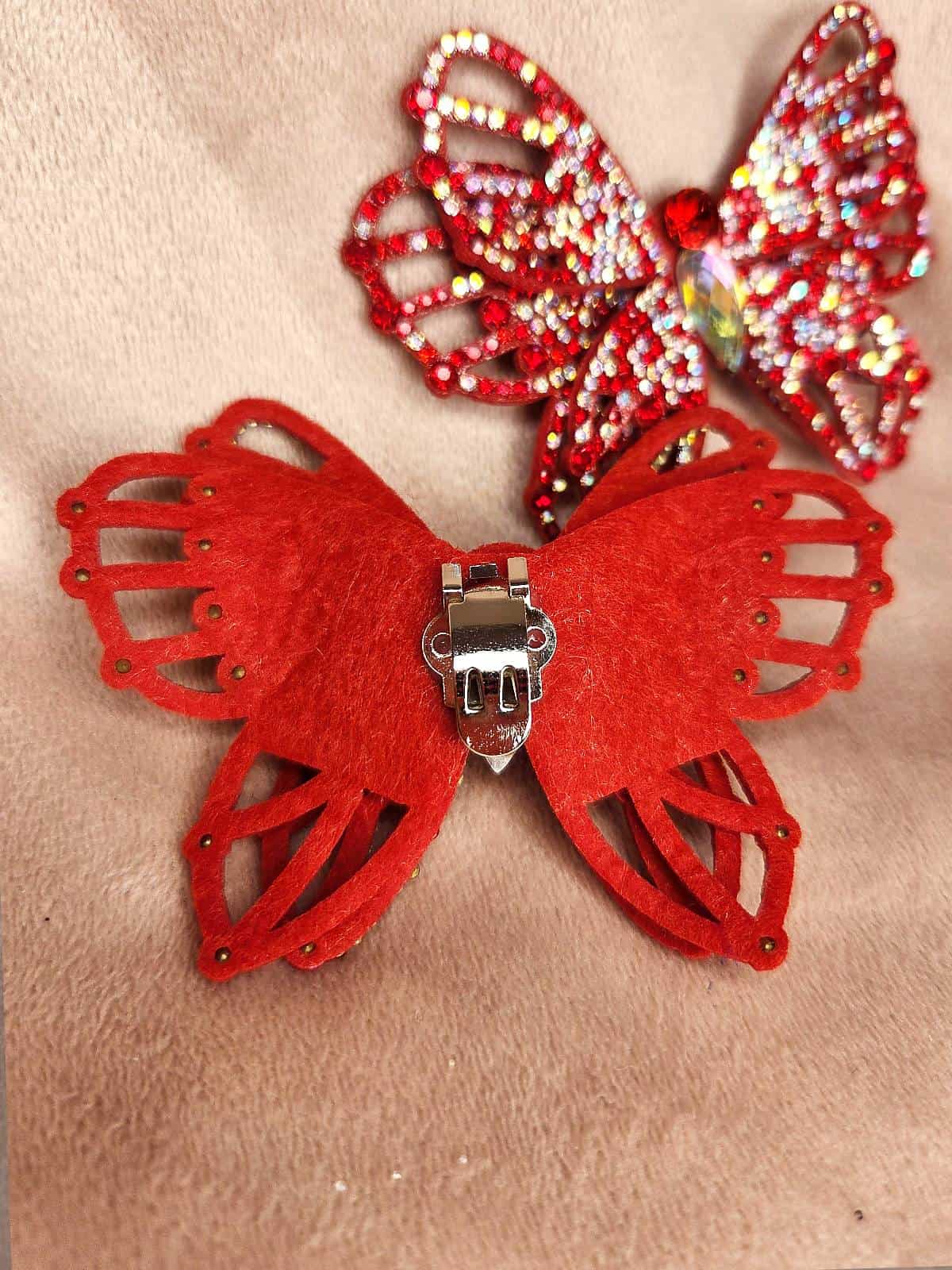 skoclips rød similisommerfugl - klips