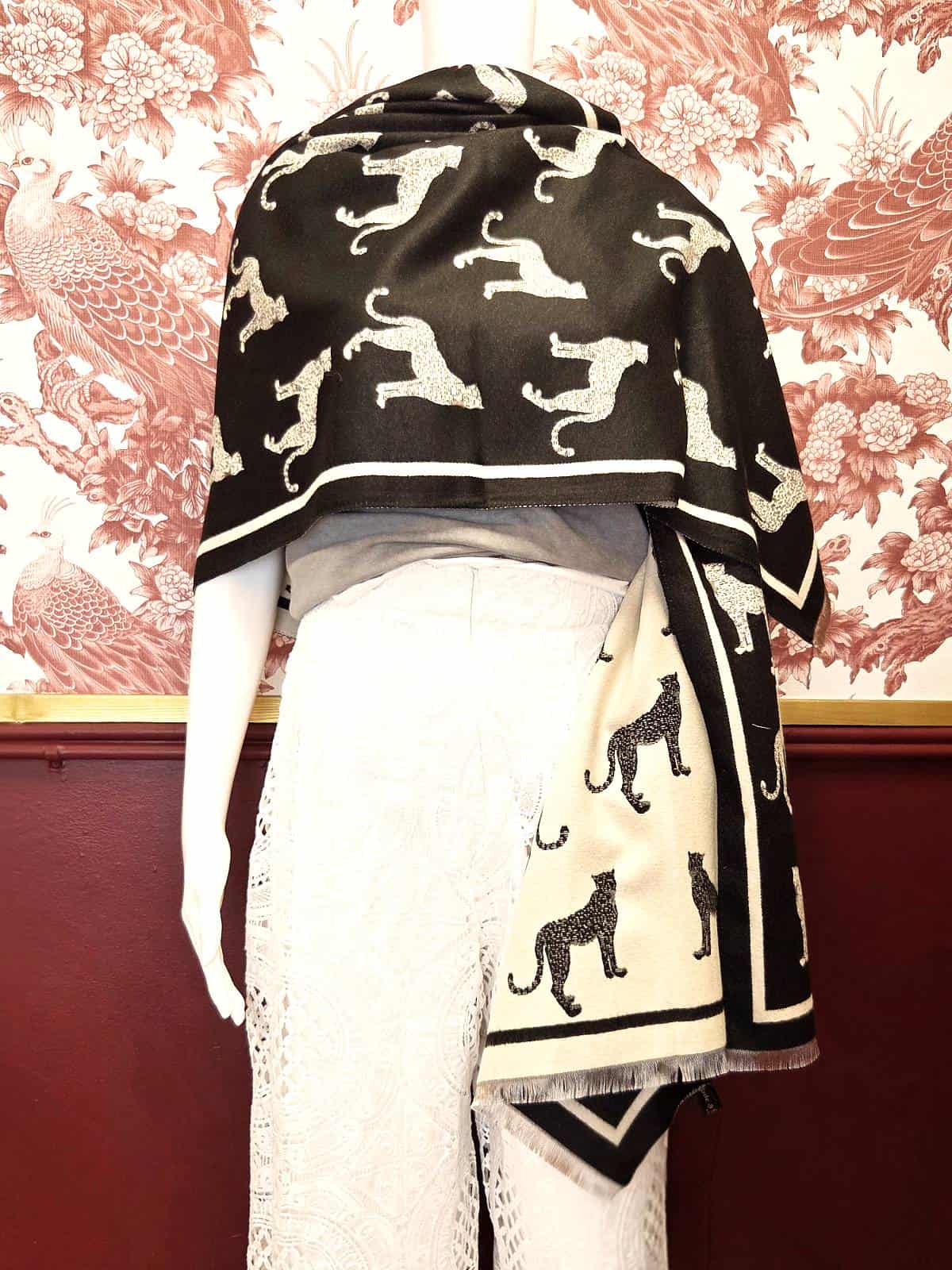 tørklæde leopard sort