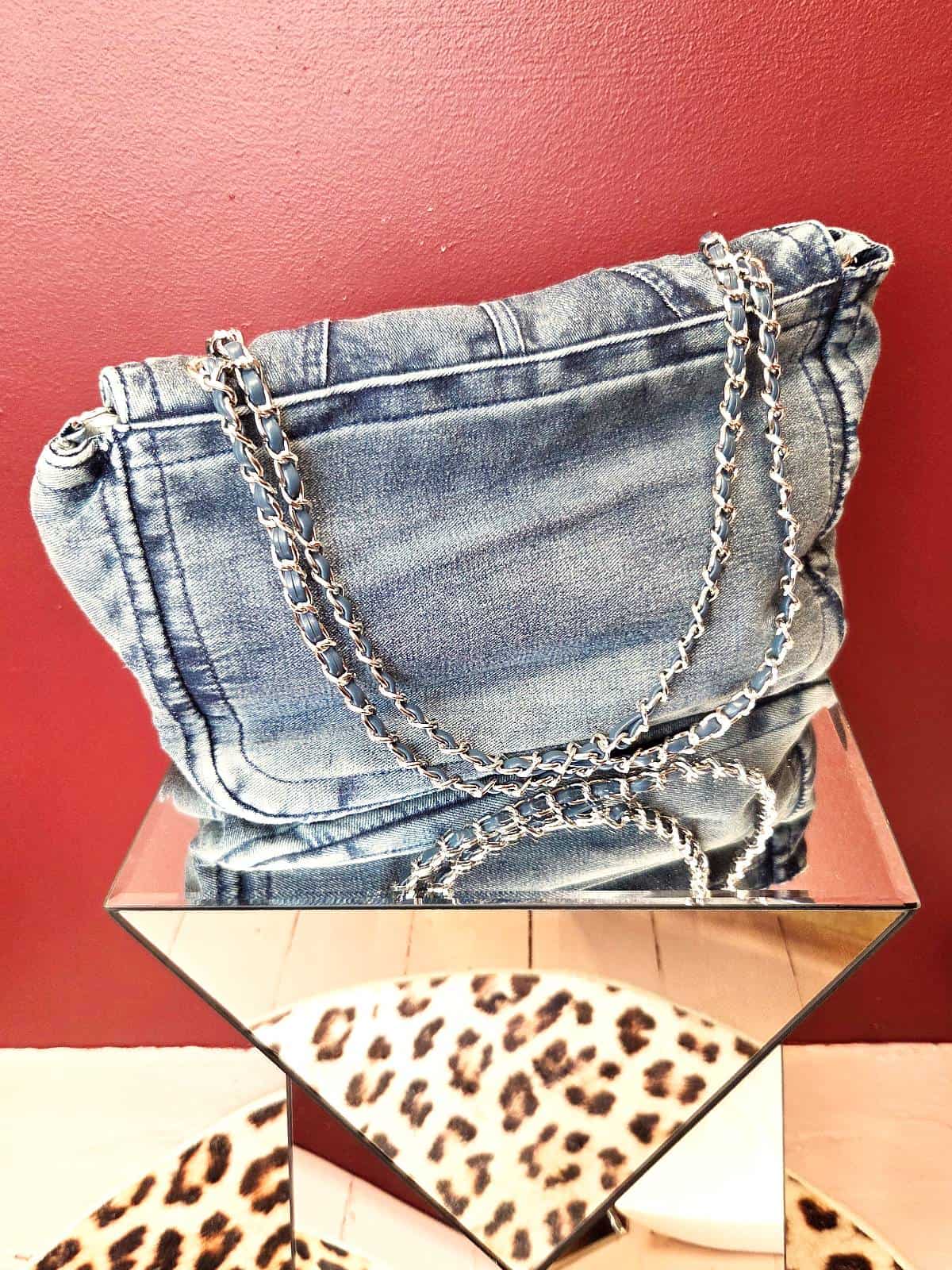 Denimtaske model 1 mørk bagside