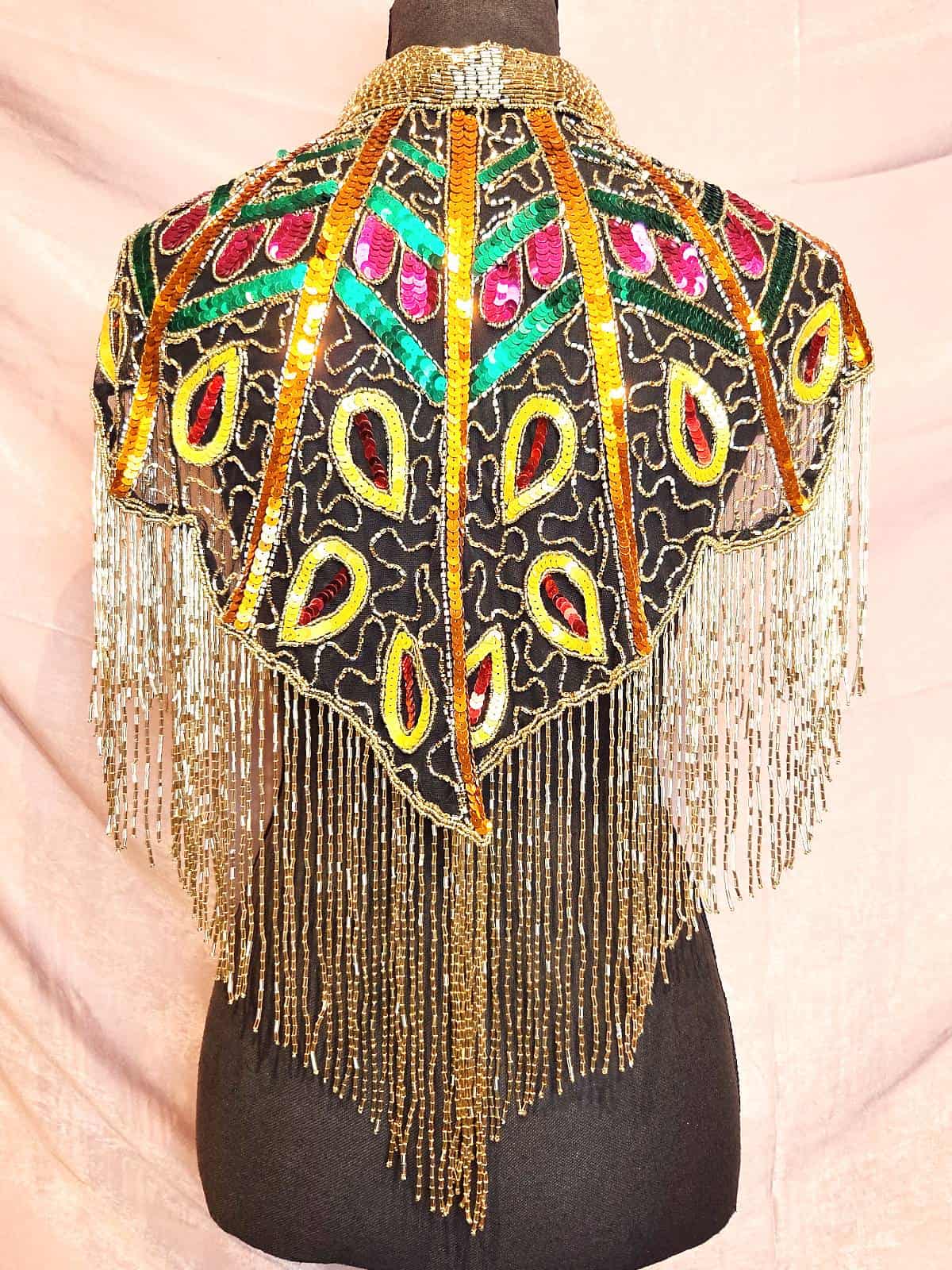 Perlekappe guld multi ryg