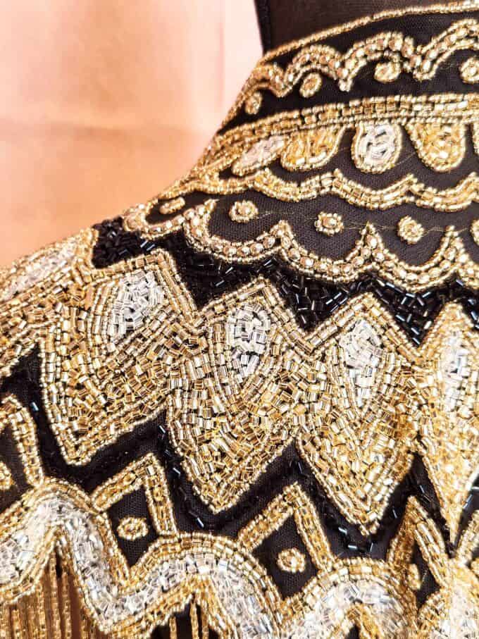 Perlekappe guldsortsølv model 1 detaljer