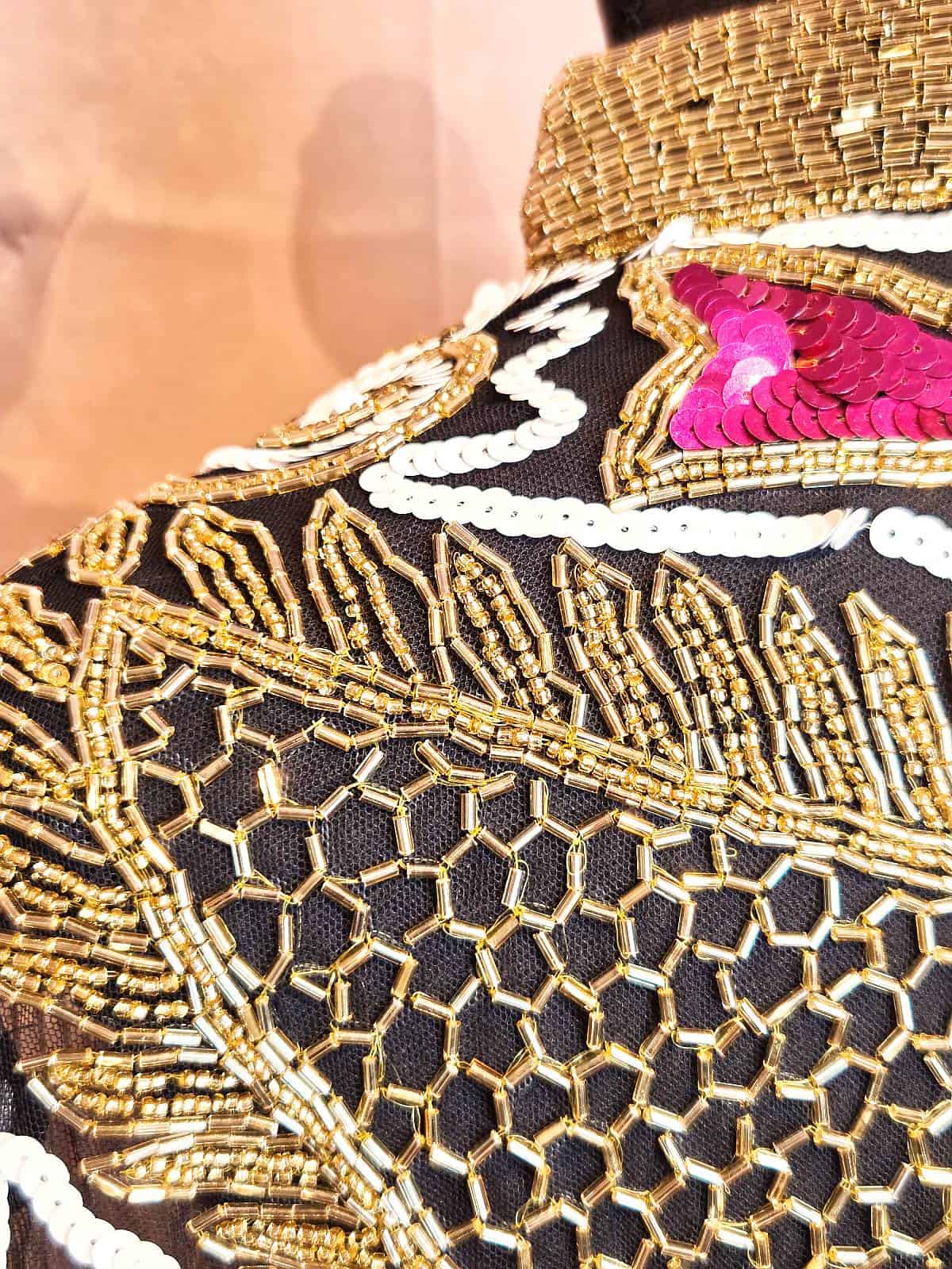 Perlekappe vinger guldpink detaljer 2