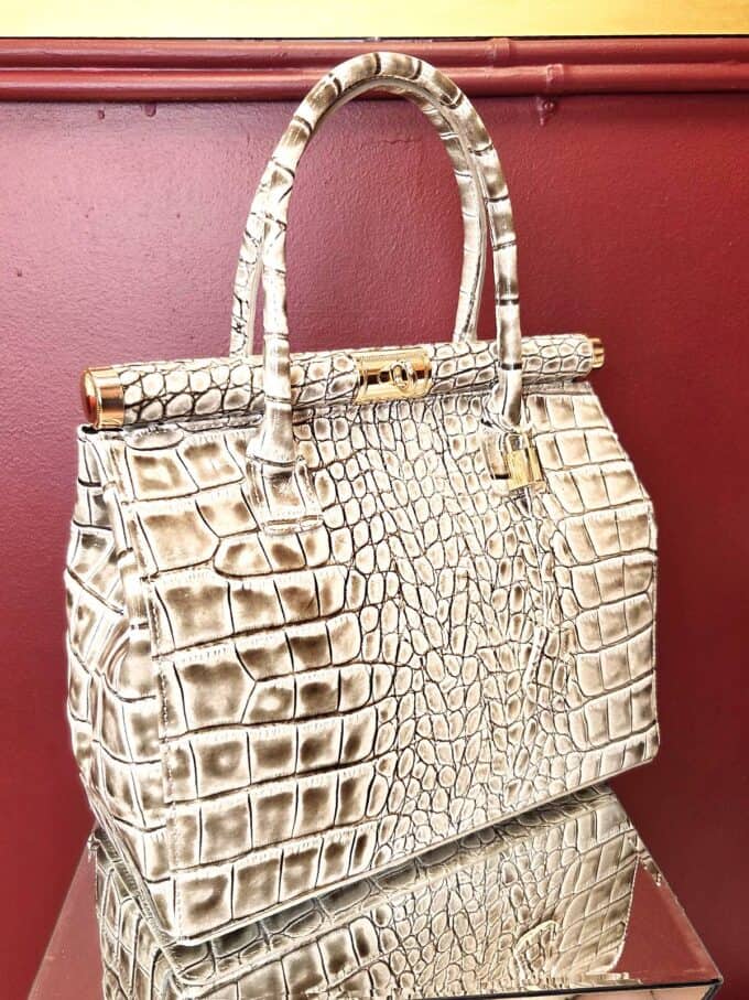 Taske croc stor beige