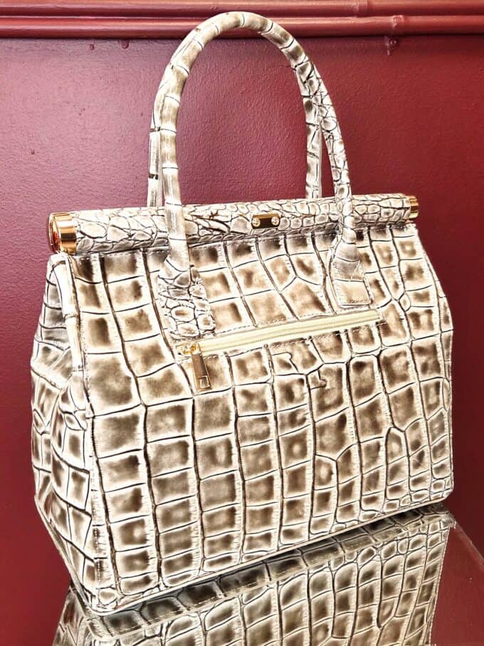 Taske croc stor beige bagside