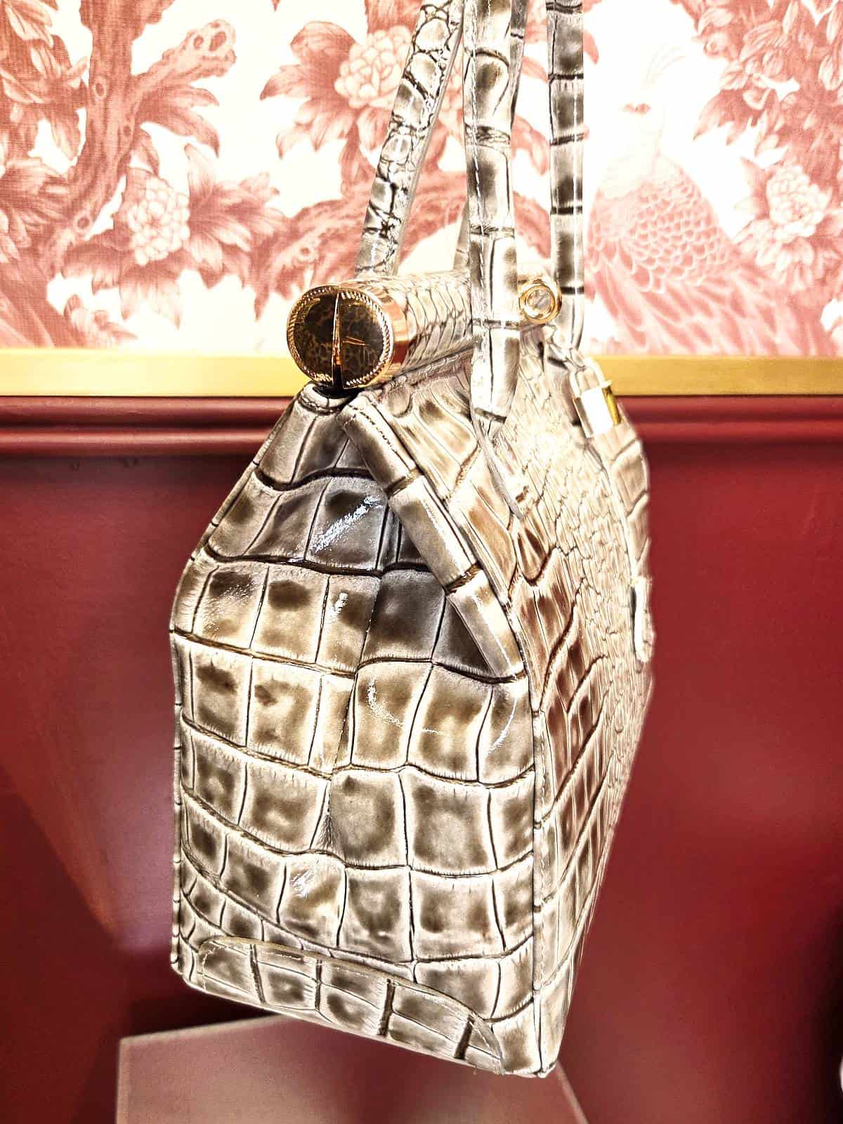 Taske croc stor beige side