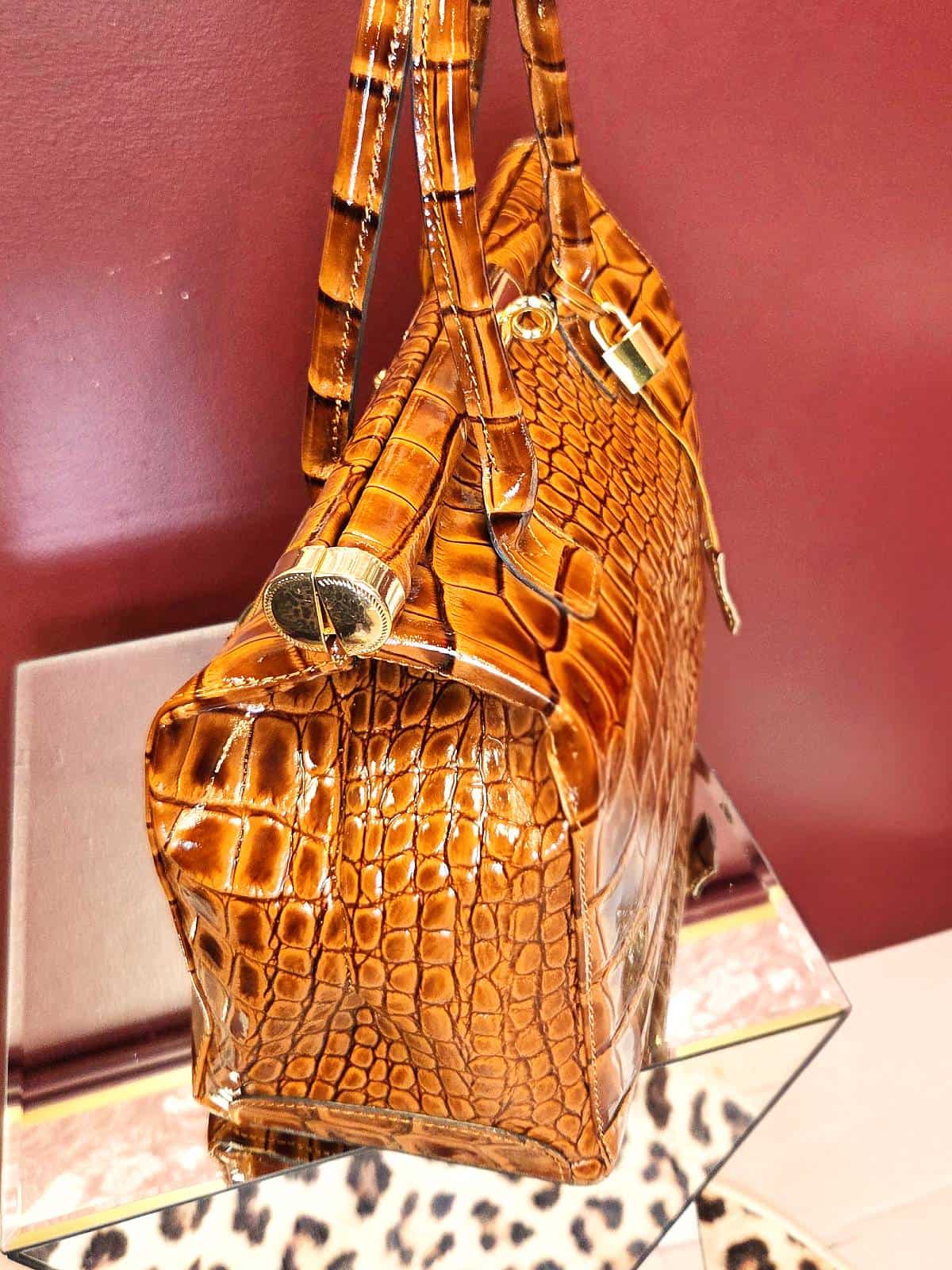 Taske croc stor brun side